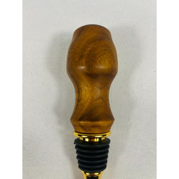 Hand Carved Wood Bottle Stopper Wine Teardrop Barware - Picture 2 of 3